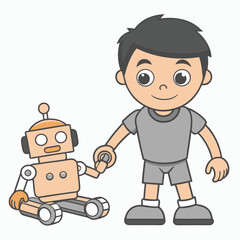 Child  Playing Game Outline Vector Illustration | Minimalist Line Art on White Background