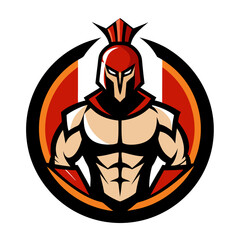 Powerful Spartan Warrior Fitness Logo Design Muscular Mascot Illustration for Gym, Workout, and Sports Teams