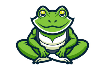Serene Green Frog Mascot Logo Zen, Yoga, Nature, Meditation, Amphibian