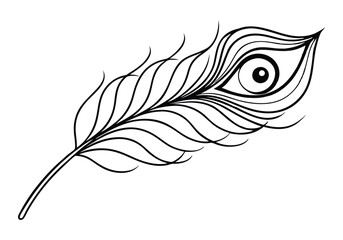 One Line Art of a Peacock Feather – Elegant Nature Vector