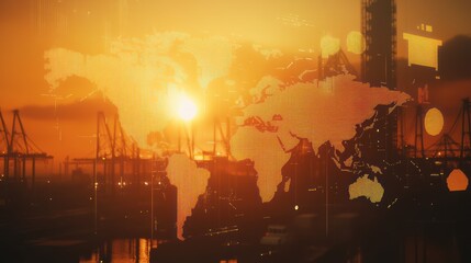 Obraz premium Global Trade & Sunset