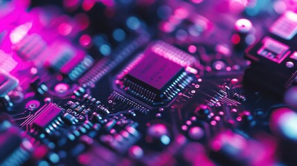 Obraz premium Neon Glow: Microchip