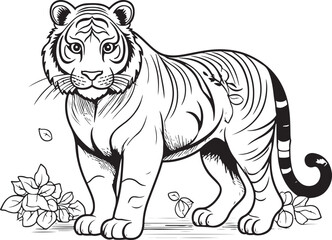 Fototapeta premium Fun Tiger Doodle for Coloring in Outline Form