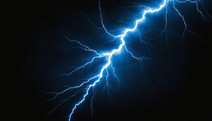 Electric Blue Lightning Bolt on Black Background.