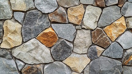 Obraz premium Rustic Stone Wall Texture: A captivating close-up revealing the intricate details and earthy tones of a natural stone wall, perfect for design projects seeking an organic and textured aesthetic.