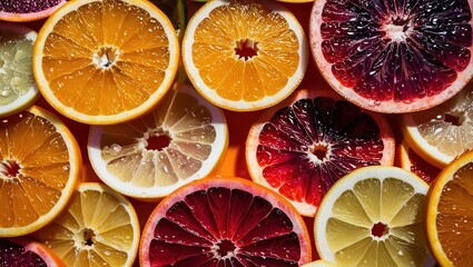 Close-up of vibrant citrus fruit display featuring oranges and grapefruits