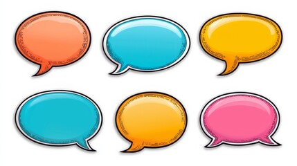 Colorful Comic Speech Bubbles Set.