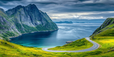 Fototapeta premium Mountain road at seaside
