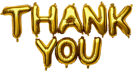 Thank you golden balloon isolated, congratulation for celebration milestone, subscriber appreciation post, follower recognition on social media, design banner thanks audience, transparent background