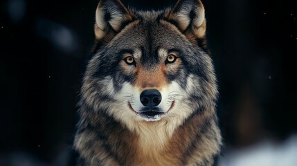 wolf in winter in the forest