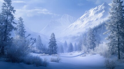 Obraz premium winter landscape with snow covered fir trees