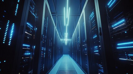 Obraz premium Server Room with Blue Lights