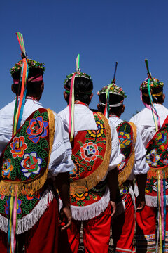 Santa Fe, New Mexico, United States. Danza de Los Voladores from Patalan, Veracruz, Mexico. This dance is recognized by UNESCO - Intangible Cultural Heritage.