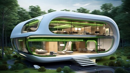 Concept futuristic House Secluded in Forest. Generative AI.