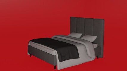 Fototapeta premium Bed and Bed Sheets or Blankets