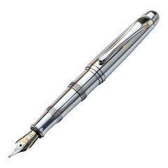 Elegant silver fountain pen with cap off