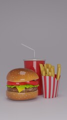 Burger or Hamburger with French fries