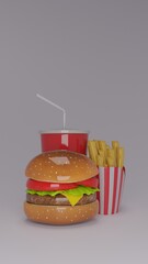 Burger or Hamburger with French fries