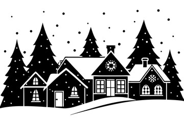 Charming holiday-themed doodles featuring Christmas trees, ornaments, and festive decorations.editable icon