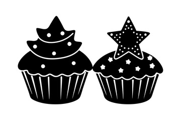 Charming holiday-themed doodles featuring Christmas trees, ornaments, and festive decorations.editable icon