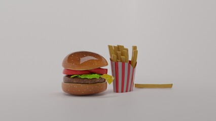 burger and french fries with cold drink