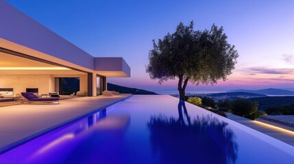 Fototapeta premium Modern Villa with Infinity Pool and Ocean View