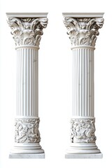 Obraz premium Classic antique marble column set. white doric column. ancient greek pillar. isolated on white background or transparent background