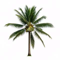 green tropical palm tree isolated on white background