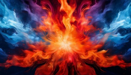 Celestial Color Burst A space-themed background with a supernova-like burst of vivid purples, blues, and golds, radiating from a bright white center. The colors should have a starry, cosmic feel, with