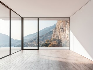 Obraz premium A large room with a mountain view