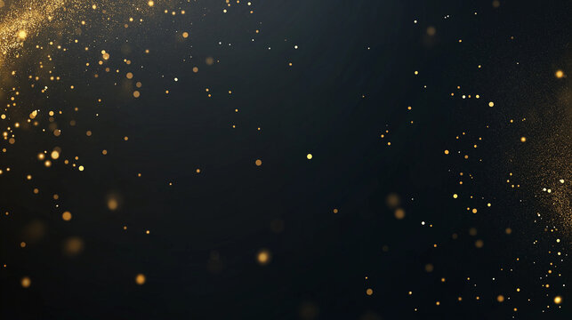 Glittering gold on a black background, blurred light effects, sparkling, bokeh effect,  a luxurious and glamorous style.  AI generation.