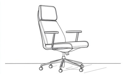 Fototapeta premium Continuous line drawing of an office chair featuring a minimalist design and clip art style