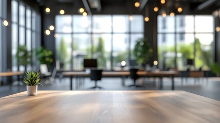 3D rendering of a modern office interior with a blurred background