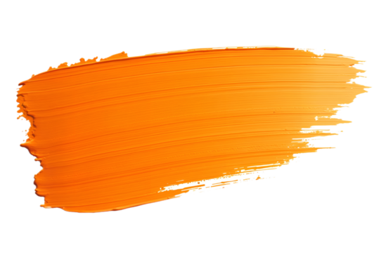 Orange paint brush stroke isolated on white or transparent background png