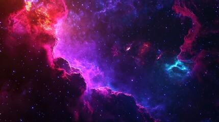 Fototapeta premium 3D rendering of a vibrant red violet nebula amidst the cosmos featuring the horsehead nebula and an extraordinary colorful nebula in a remote galaxy
