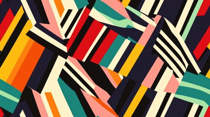Colorful geometric stripes creating a textured abstract modern design seamless textile pattern