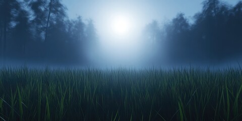 Foggy prairie landscape features textured noise at full resolution, Foggy prairie landscape with textured noise effect