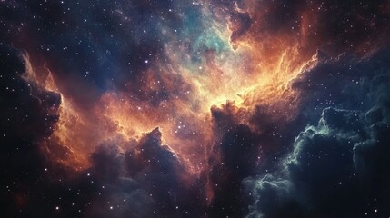 Fototapeta premium 3D cartoon rendering showcasing nebulae and numerous stars in outer space