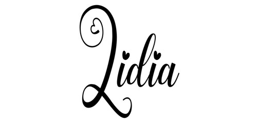 Lidia - black color - word name written with heart - ideal for websites, presentations, cards, banners, sweatshirts, prints, cricut, silhouette, sublimations, labels, stickers	