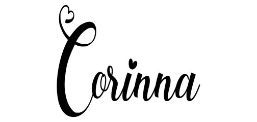 Naklejka premium Corinna - black color - word name written with heart - ideal for websites, presentations, cards, banners, sweatshirts, prints, cricut, silhouette, sublimations, labels, stickers 