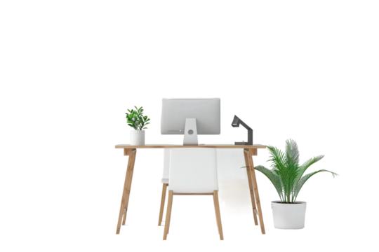 Clean and organized workspace with one desk and chair