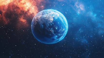 Obraz premium Abstract flight in space hyper jump illustration featuring a 3D cartoon rendering of Earth