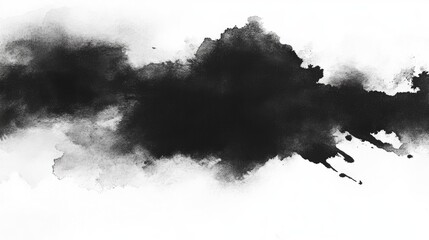Obraz premium Black watercolor painting on a white background