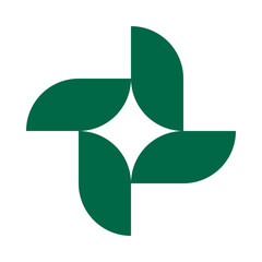 Four Rotating Green Rectangle Leaves Star