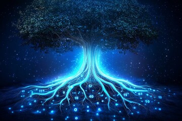 A concept of quantum computer technology. Deep learning stock image. A visualization of Big Data algorithms for business, science, and technology. Waves flow, illustration.