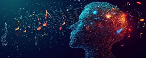 An illustration of a human face rendered in 3D with stock AI. A dispersion dissolves disintegrates.