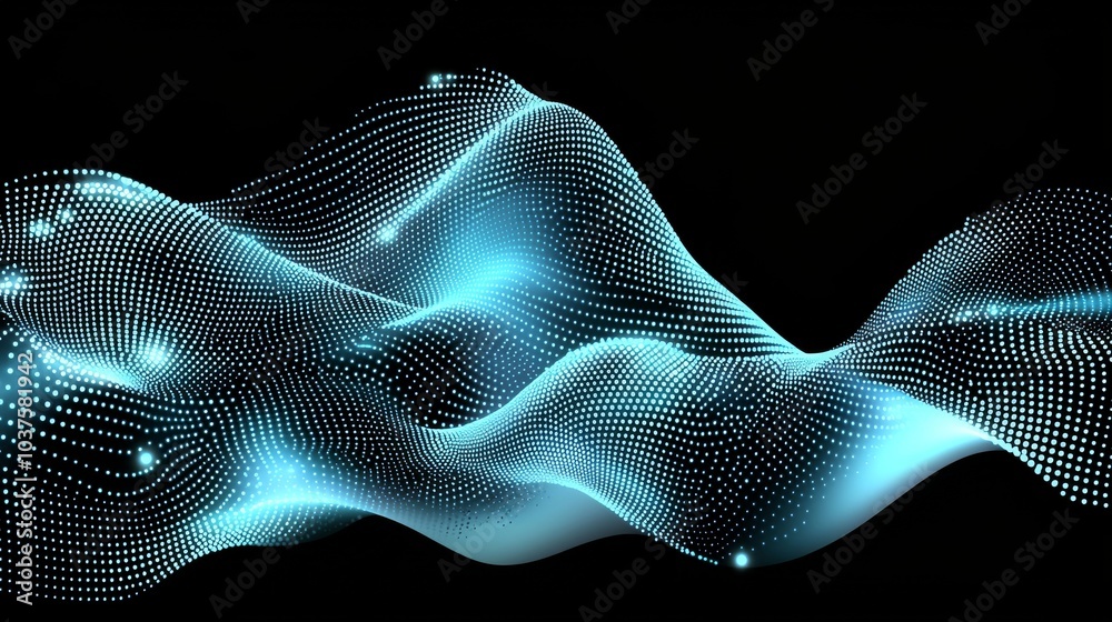 Poster 3d rendering of dots and lines on a dark background. data technology background. abstract background