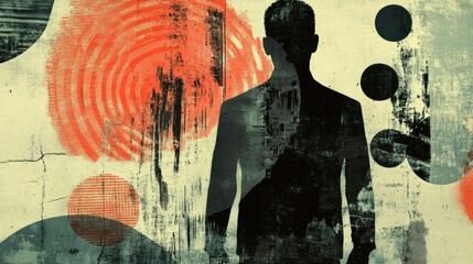 Collage elements featuring a true crime and mysterious disappearance theme designed in a modern grunge style with halftone effects