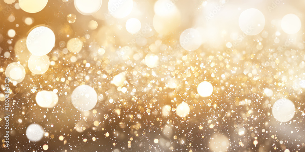 Wall mural gold background with many small circles. the circles are of different sizes and are scattered all ov