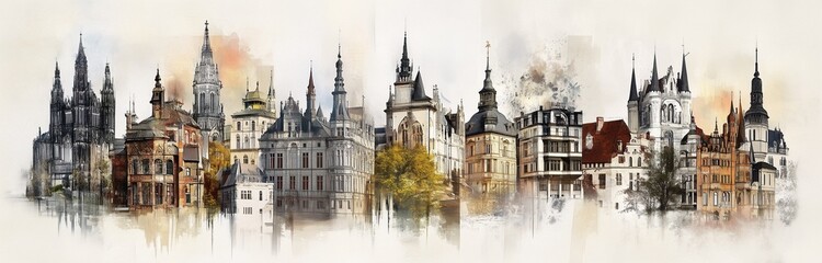 Obraz premium cityscape illustrated fantasy panoramic